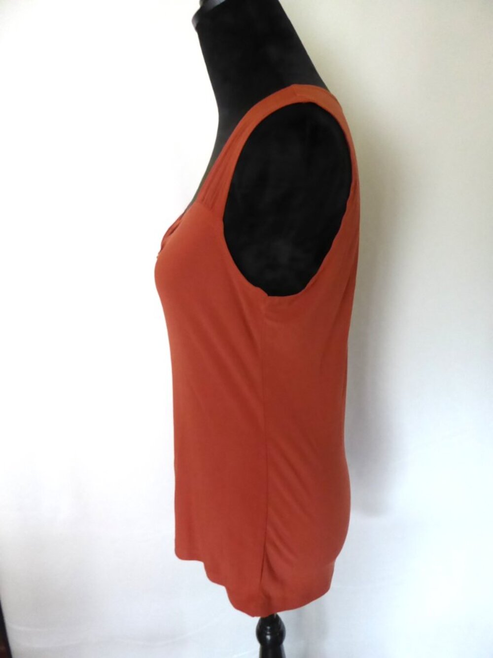 WOMENS VINTAGE SUZIE BRAND STRETCH RUST BURNT ORANGE SLEEVELESS SHIRT TOP LARGE - Picture 6 of 9